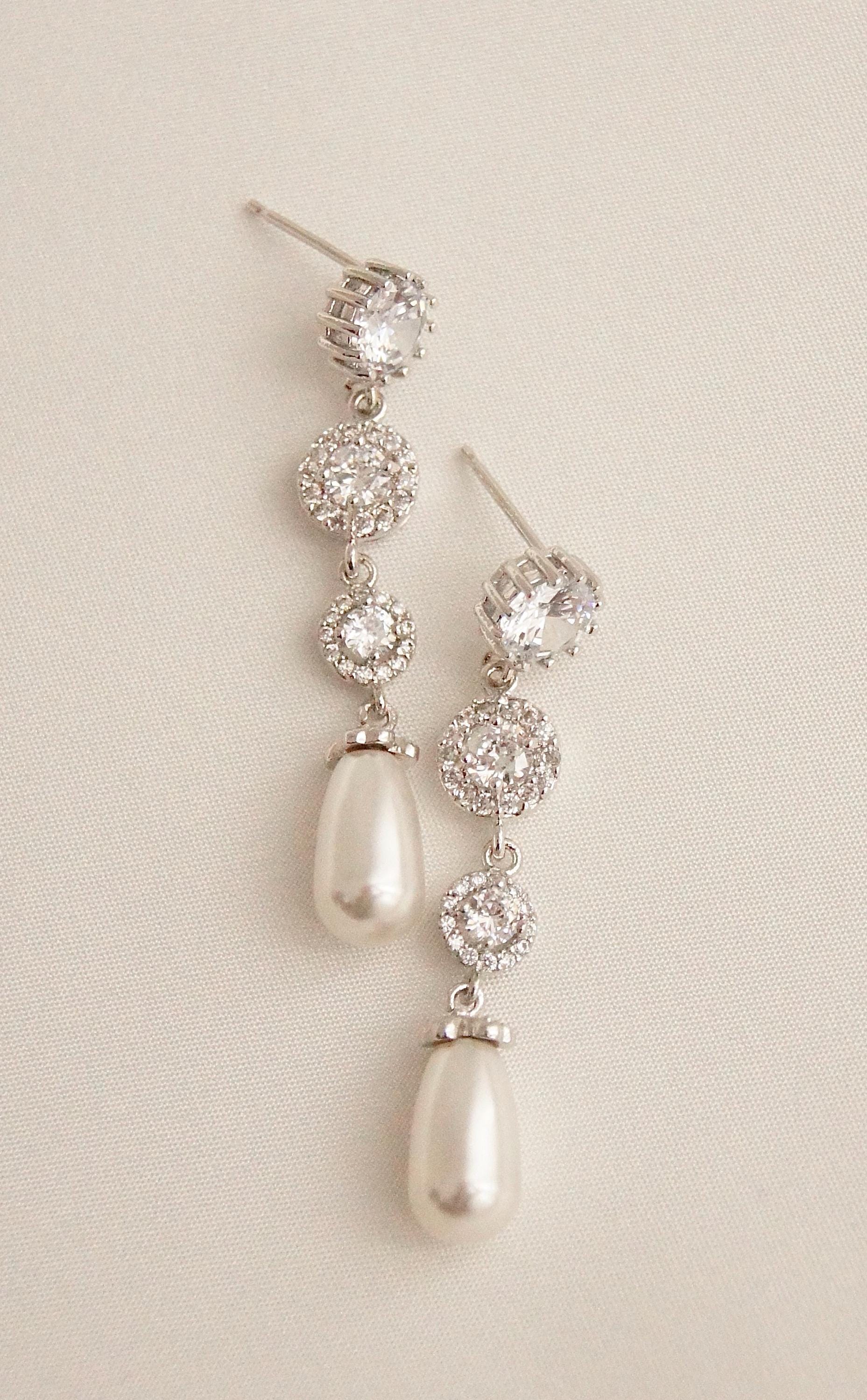 Braut Lange Ohrringe mit Perlen