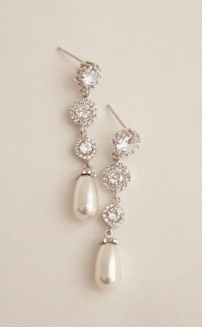 Braut Lange Ohrringe mit Perlen