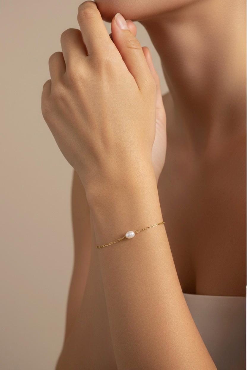 Zierliche Braut Armband mit Süßwasserperlen