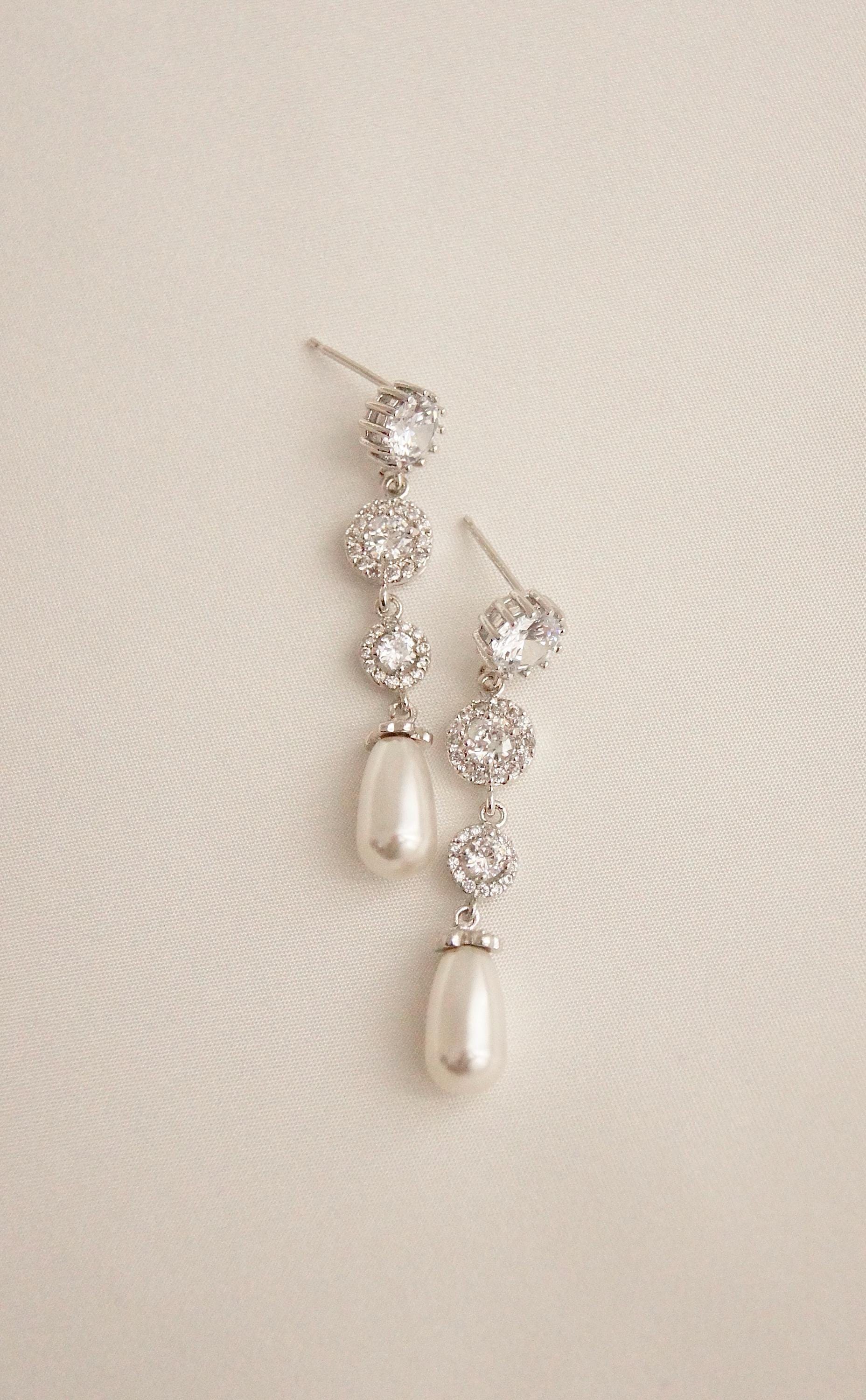 Braut Lange Ohrringe mit Perlen