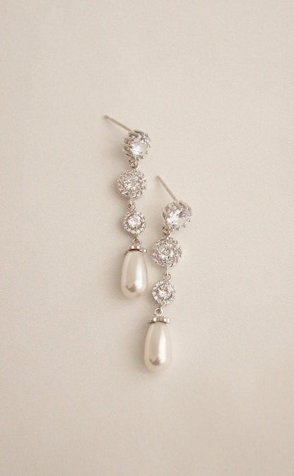 Braut Lange Ohrringe mit Perlen