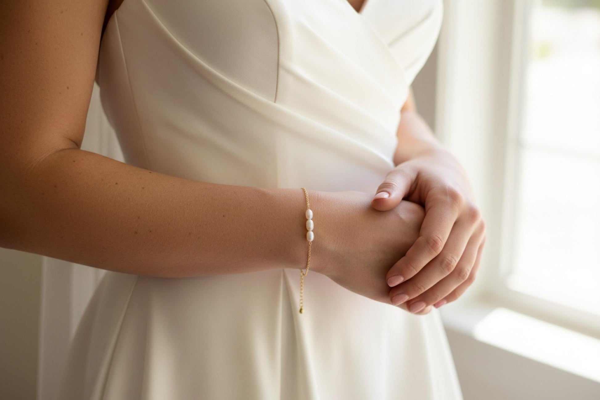 Braut Armband mit Süßwasserperlen